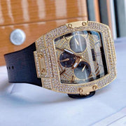  Shop Authentic Guess Phoenix Multifunction Crystals Gold Dial Black Silicone Strap Watch For Men - GW0048G2 - Luxxuri