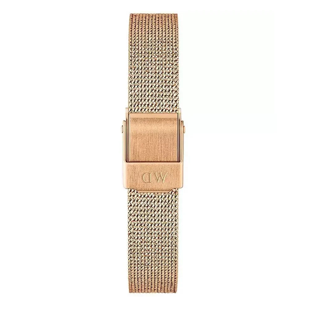  Shop Authentic Daniel Wellington Petite Pressed Melrose Black Dial Rose Gold Mesh Strap Watch For Women - DW00100440 - Luxxuri