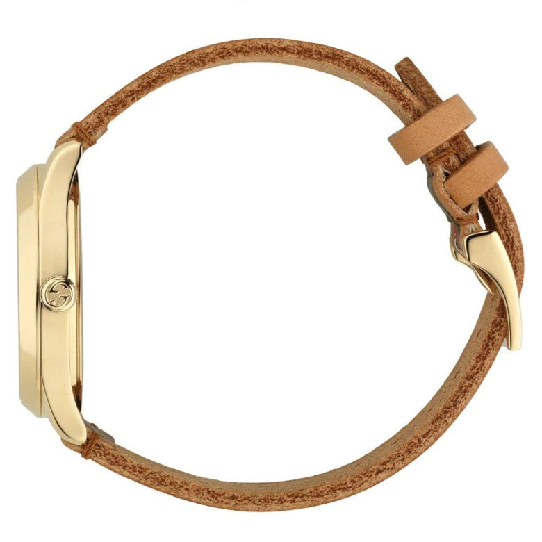  Shop Authentic Gucci G Timeless Quartz Brown Dial Brown Leather Strap Unisex Watch - YA1264077 - Luxxuri