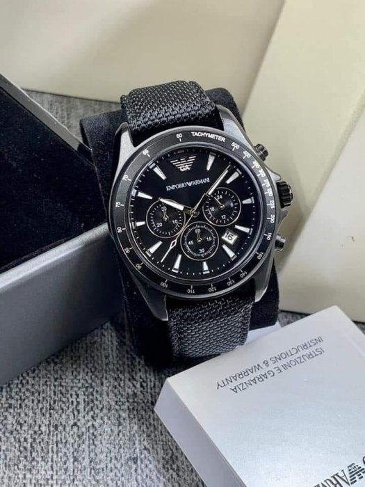  Shop Authentic Emporio Armani Sigma Chronograph Black Dial Black Leather Strap Watch For Men - AR6131 - Luxxuri