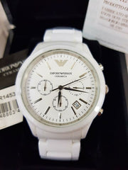  Shop Authentic Emporio Armani Ceramica Chronograph White Dial White Strap Watch For Men - AR1453 - Luxxuri