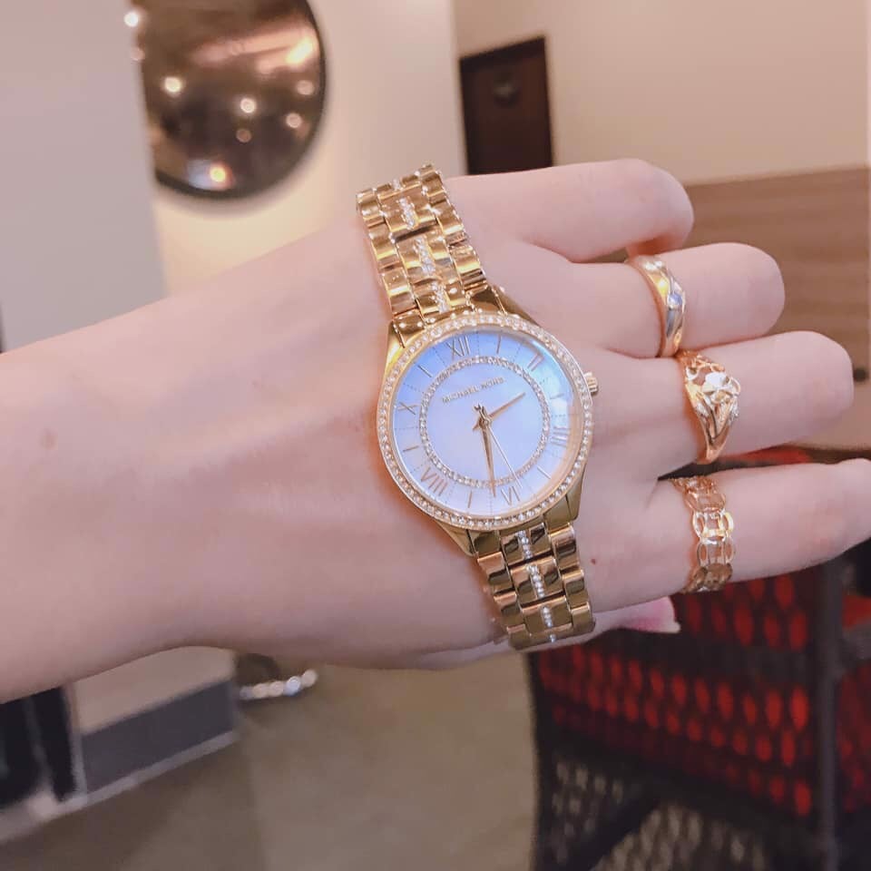  Shop Authentic Michael Kors Lauryn Mother of Pearl White Dial Gold Steel Strap Watch for Women - MK3899 - Luxxuri