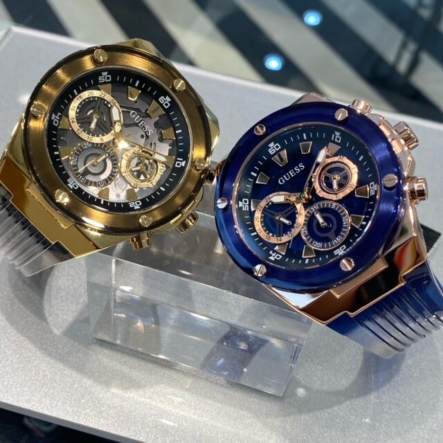  Shop Authentic Guess Poseidon Chronograph Blue Dial Blue Silicone Strap Watch For Men - GW0425G3 - Luxxuri