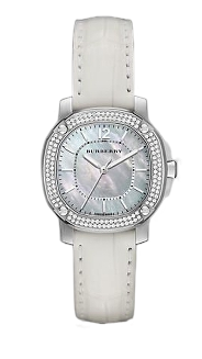  Shop Authentic Burberry The Britain Diamonds Mother of Pearl Dial White Leather Strap Watch for Women - BBY1800 - Luxxuri