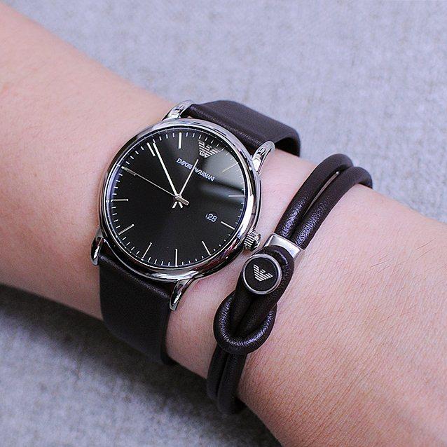  Shop Authentic Emporio Armani Kappa Quartz Black Dial Brown Leather Strap Watch For Men - AR80008 - Luxxuri