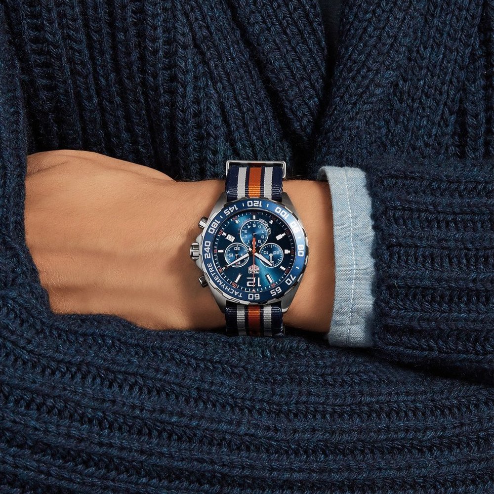  Shop Authentic Tag Heuer Formula 1 Chronograph 43mm Blue Dial NATO Strap Watch for Men - CAZ1014.FC8196 - Luxxuri