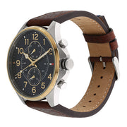  Shop Authentic Tommy Hilfiger Dean Multifunctional Blue Dial Brown Leather Strap Watch for Men - 1791275 - Luxxuri