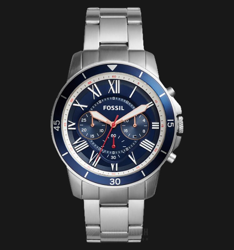  Shop Authentic Fossil Grant Sport Chronograph Blue Dial Silver Steel Strap Watch for Men - FS5238 - Luxxuri