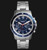 Shop Authentic Fossil Grant Sport Chronograph Blue Dial Silver Steel Strap Watch for Men - FS5238 - Luxxuri