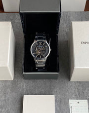  Shop Authentic Emporio Armani Meccanico Automatic Black Dial Silver Steel Strap Watch For Men - AR60055 - Luxxuri