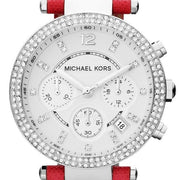  Shop Authentic Michael Kors Parker Silver Dial Red Leather Strap Watch for Women - MK2278 - Luxxuri
