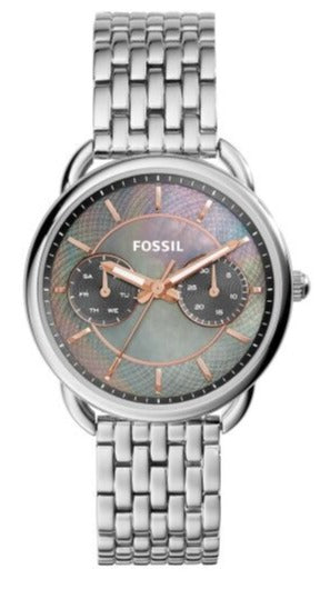  Shop Authentic Fossil Tailor Mother of Pearl Black Dial Silver Steel Strap Watch for Women - ES3911 - Luxxuri