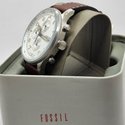  Shop Authentic Fossil Retro Pilot Chronograph Silver Dial Brown Leather Strap Watch for Men - FS5809 - Luxxuri