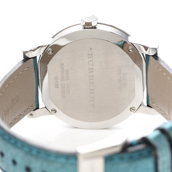  Shop Authentic Burberry White Dial Turquoise Leather Strap Watch for Women - BU9120 - Luxxuri