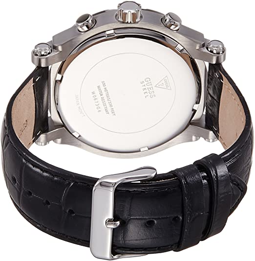  Shop Authentic Guess Pinnacle Chronograph Quartz Blue Dial Black Leather Strap Watch For Men - W0673G4 - Luxxuri