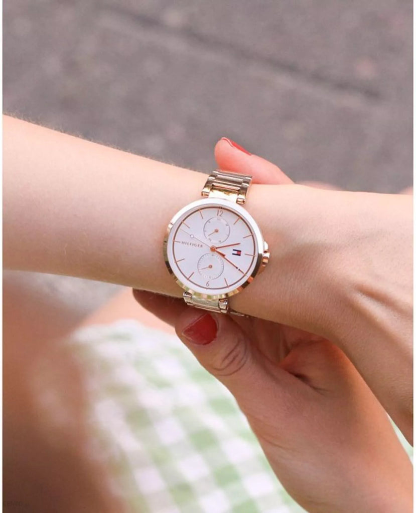  Shop Authentic Tommy Hilfiger Brooke Pink Dial Silver Steel Strap Watch for Women - 1782020 - Luxxuri