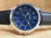  Shop Authentic Fossil Grant Chronograph Blue Dial Black Leather Strap Watch for Men - FS4990 - Luxxuri