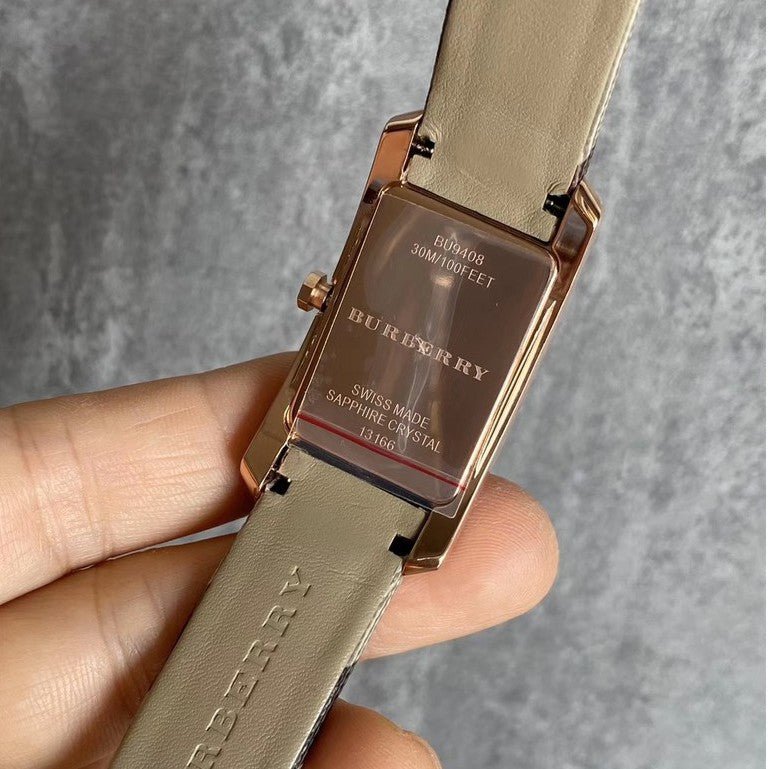  Shop Authentic Burberry The Pioneer Rose Gold Dial Haymarket Brown Leather Strap Watch for Women - BU9408 - Luxxuri