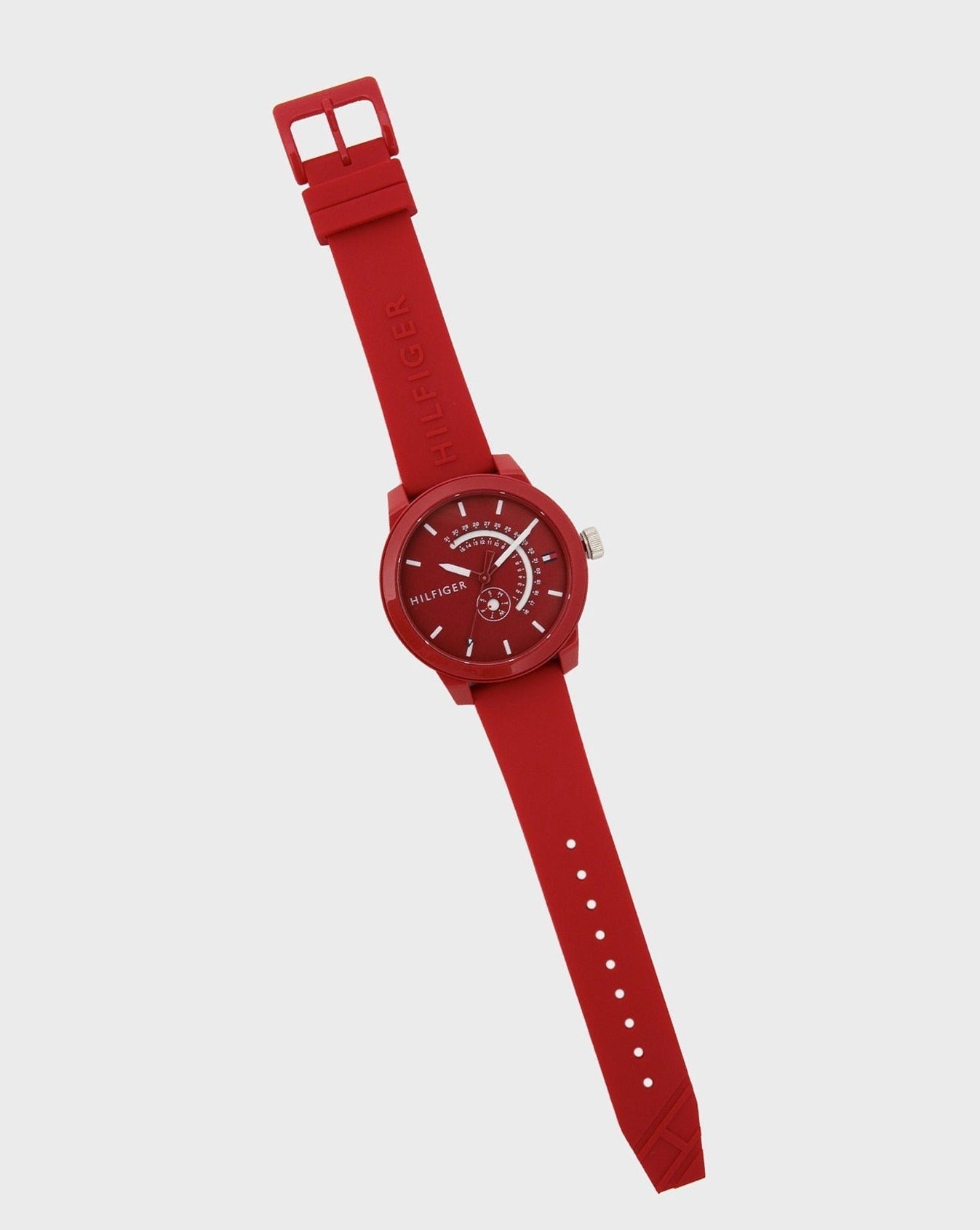  Shop Authentic Tommy Hilfiger Denim Quartz Red Dial Red Rubber Strap Watch for Men - 1791480 - Luxxuri