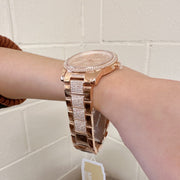  Shop Authentic Michael Kors Tibby Chronograph Crystals Rose Gold Dial Rose Gold Steel Strap Watch For Women - MK6826 - Luxxuri