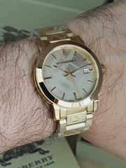  Shop Authentic Burberry The City Gold Dial Gold Steel Strap Watch for Men - BU9038 - Luxxuri