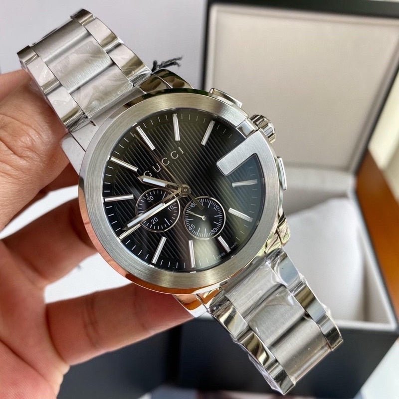  Shop Authentic Gucci G Chrono Black Dial Silver Steel Strap Watch For Men - YA101204 - Luxxuri