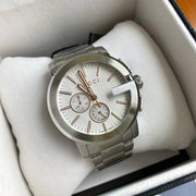  Shop Authentic Gucci G Chrono Chronograph Silver Dial Silver Steel Strap Watch For Men - YA101201 - Luxxuri
