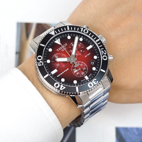  Shop Authentic Tissot Seastar 1000 Chronograph Red Dial Silver Steel Strap Watch For Men - T120.417.11.421.00 - Luxxuri
