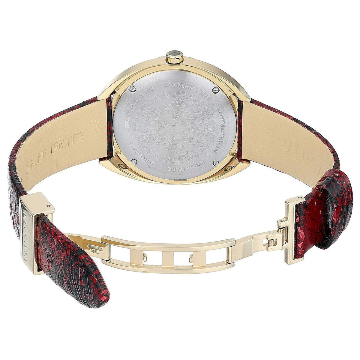  Shop Authentic Versace Shadov Quartz Red Dial Red Leather Strap Watch for Women - VEBM00918 - Luxxuri