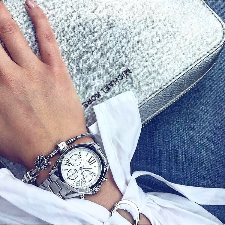  Shop Authentic Michael Kors Bradshaw  Chronograph Silver Dial Silver Steel Strap Watch for Women - MK6174 - Luxxuri