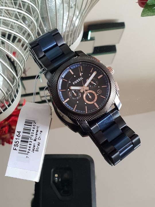  Shop Authentic Fossil Machine Chronograph Black Dial Two Tone Steel Strap Watch for Men - FS5164 - Luxxuri