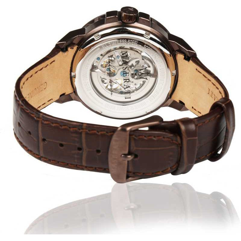  Shop Authentic Maserati Ingegno Automatic White Skeleton Dial Brown Leather Strap Watch For Men - R8821119003 - Luxxuri