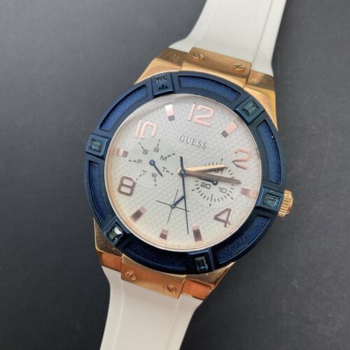  Shop Authentic Guess Jet Setter White Dial White Rubber Strap Watch for Women - W0564L1 - Luxxuri