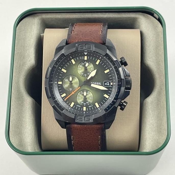  Shop Authentic Fossil Bronson Chronograph Black Dial Brown Leather Strap Watch for Men - FS5856 - Luxxuri