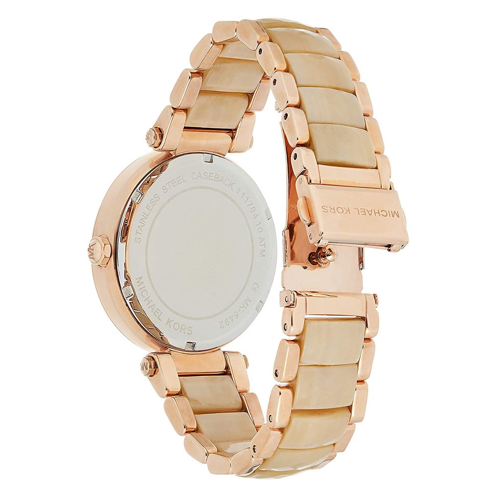  Shop Authentic Michael Kors Parker Mother of Pearl Pink Dial Two Tone Steel Strap Watch for Women - MK6492 - Luxxuri