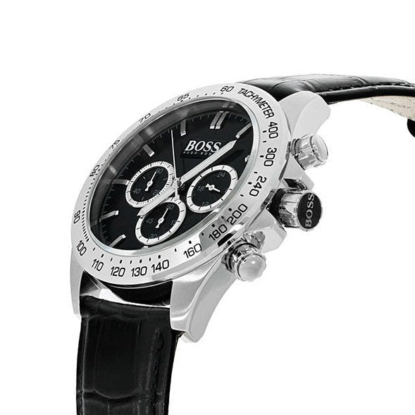  Shop Authentic Hugo Boss Ikon Black Dial Black Leather Strap Watch for Men - 1513178 - Luxxuri