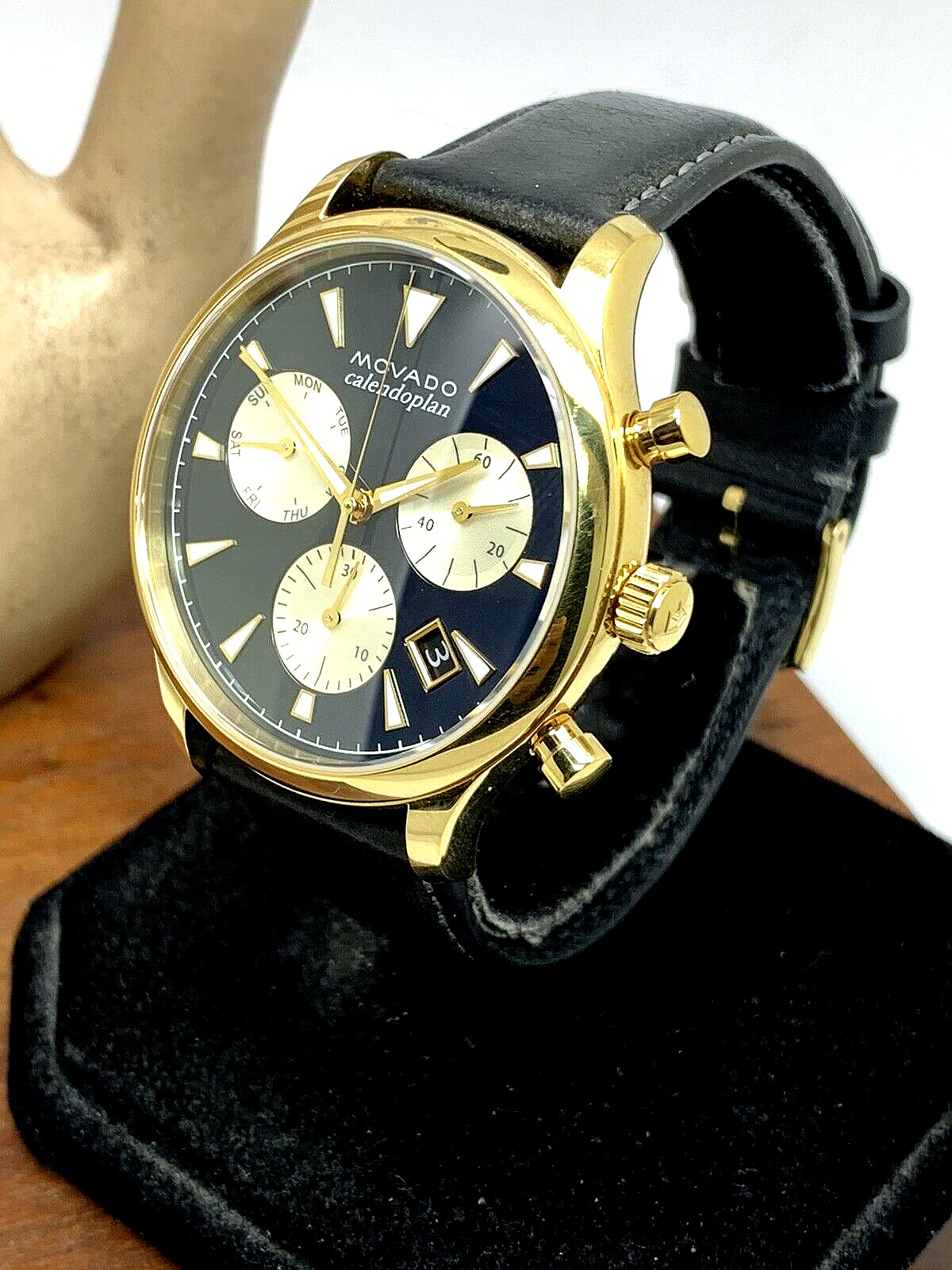  Shop Authentic Movado Heritage Chronograph Calendoplan Blue Dial Black Leather Strap Watch for Men - 3650006 - Luxxuri