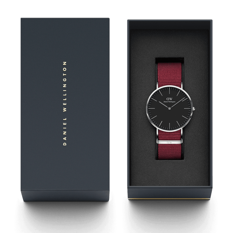  Shop Authentic Daniel Wellington Classic Roselyn Black Dial Maroon Nylon Strap Watch For Women - DW00100274 - Luxxuri