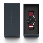 Shop Authentic Daniel Wellington Classic Roselyn Black Dial Maroon Nylon Strap Watch For Women - DW00100274 - Luxxuri