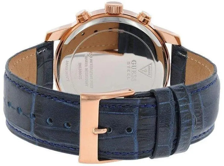  Shop Authentic Guess Horizon Chronograph Blue Dial Blue Leather Strap Watch For Men - W0380G5 - Luxxuri