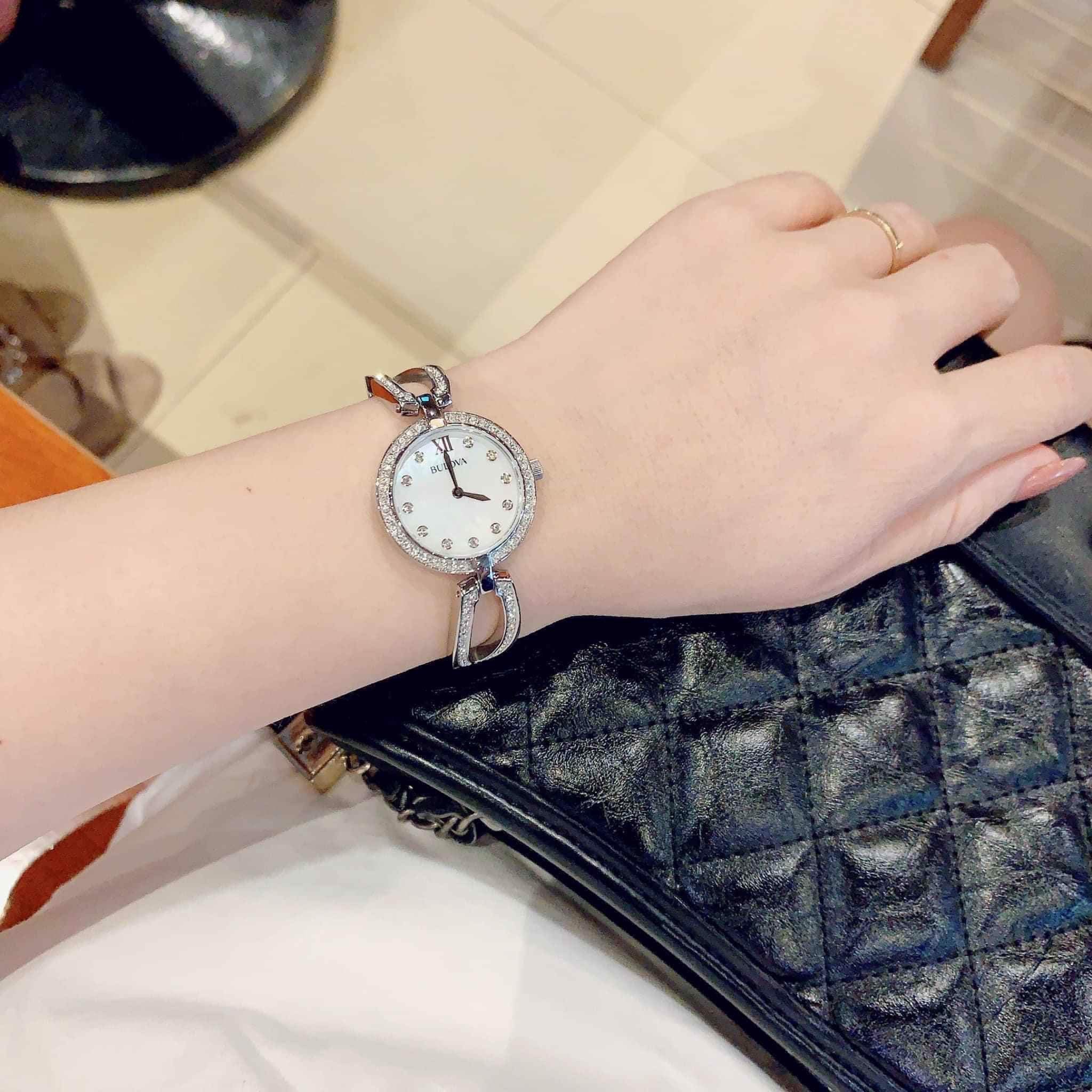  Shop Authentic Bulova Crystal Collection Mother of Pearl Dial Silver Steel Strap Watch for Women - 96L223 - Luxxuri