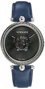  Shop Authentic Versace Palazzo Empire Black Dial Blue Leather Strap Watch for Women - VCO080017 - Luxxuri
