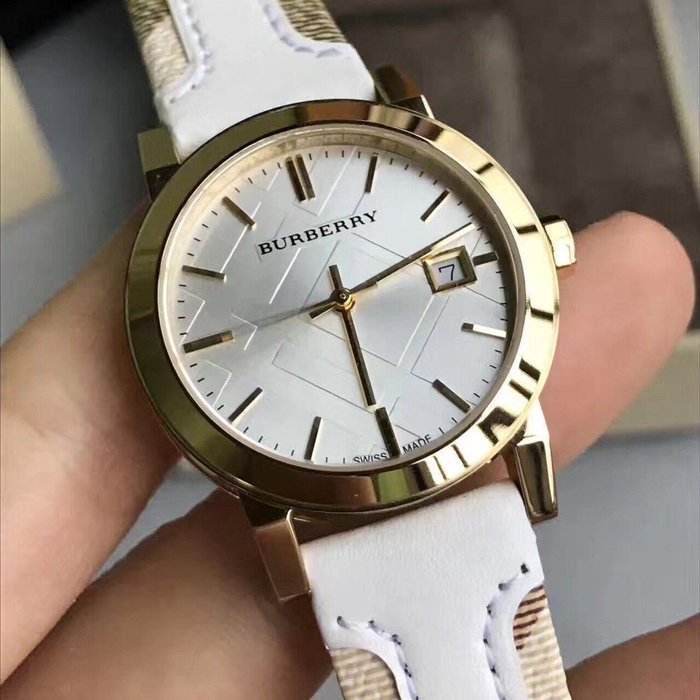  Shop Authentic Burberry The City White Dial White Leather Strap Watch for Women - BU9015 - Luxxuri