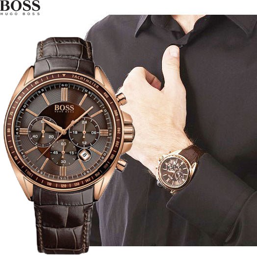  Shop Authentic Hugo Boss Driver Sport Chronograph Brown Dial Brown Leather Strap Watch for Men - 1513093 - Luxxuri