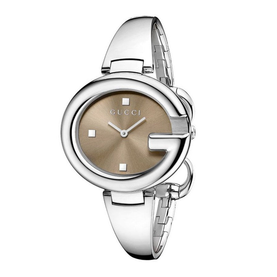  Shop Authentic Gucci Guccissima Brown Dial Silver Steel Strap Watch For Women - YA134302 - Luxxuri