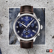  Shop Authentic Tissot Chrono XL Classic Blue Dial Brown Leather Strap Watch For Men - T116.617.16.047.00 - Luxxuri