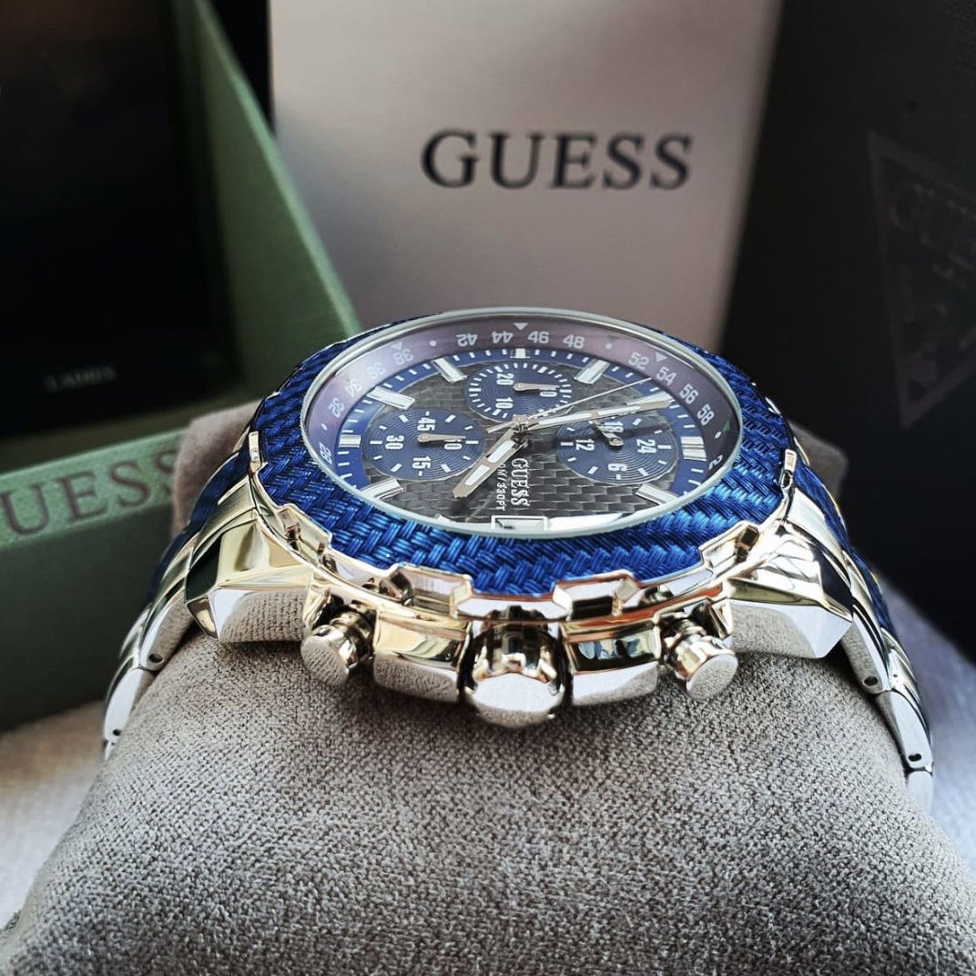  Shop Authentic Guess Octane Chronograph Blue Dial Two Tone Steel Strap Watch for Men - W1046G2 - Luxxuri