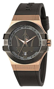  Shop Authentic Maserati Potenza Black & Rose Gold Dial Black Rubber Strap Watch For Men - R8851108002 - Luxxuri