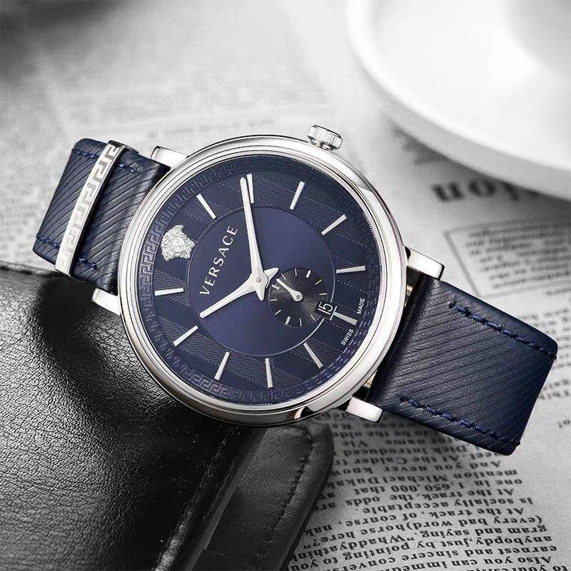  Shop Authentic Versace Menifesto Quartz Blue Dial Blue Leather Strap Watch For Men - VBQ01017 - Luxxuri