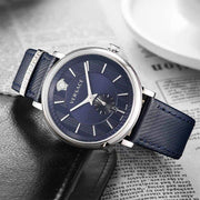  Shop Authentic Versace Menifesto Quartz Blue Dial Blue Leather Strap Watch For Men - VBQ01017 - Luxxuri